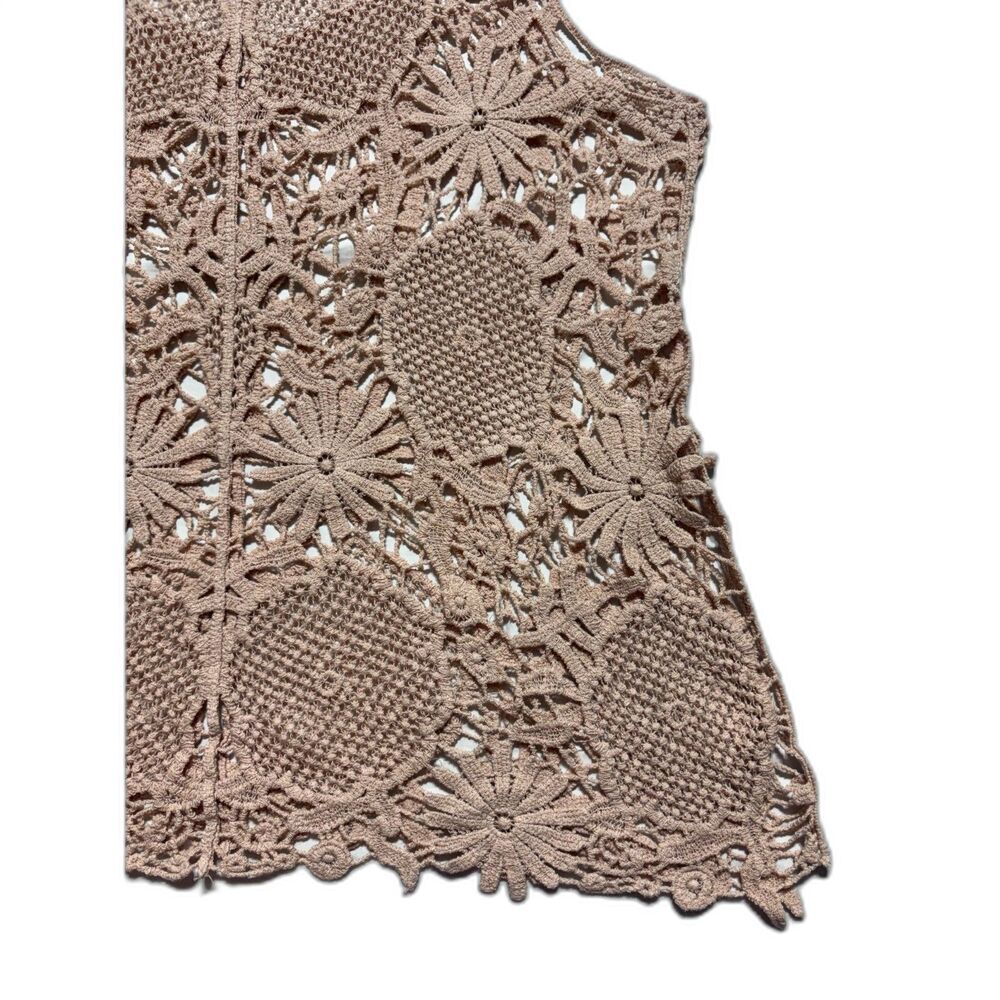 Olivia Sky Cotton Crochet Tank Top Boho Open Knit Floral Medallion Size XL - Picture 10 of 14